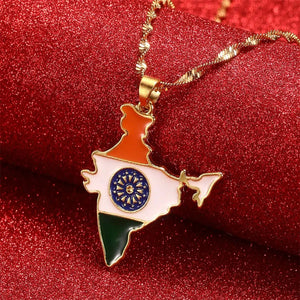 India Flag Map Necklace