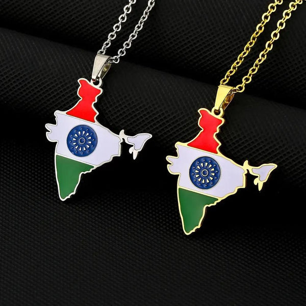 India Flag Map Necklace