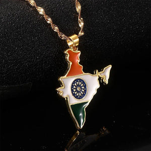 India Flag Map Necklace