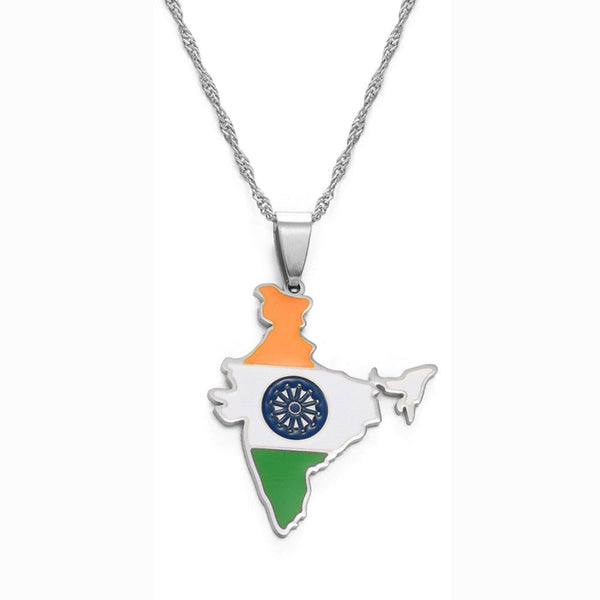 India Flag Map Necklace