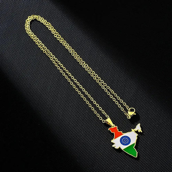 India Flag Map Necklace