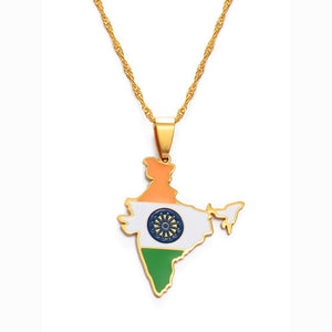 India Flag Map Necklace