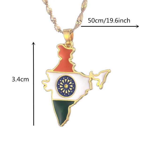 India Flag Map Necklace