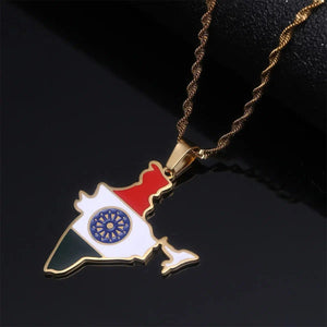 India Flag Map Necklace