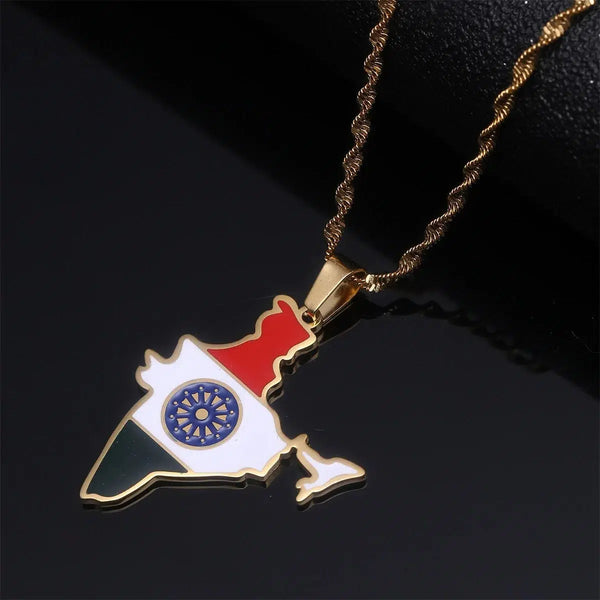 India Flag Map Necklace