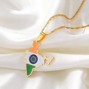 India Flag Map Necklace