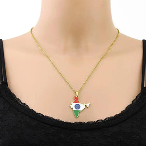 India Flag Map Necklace