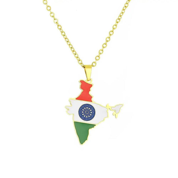 India Flag Map Necklace