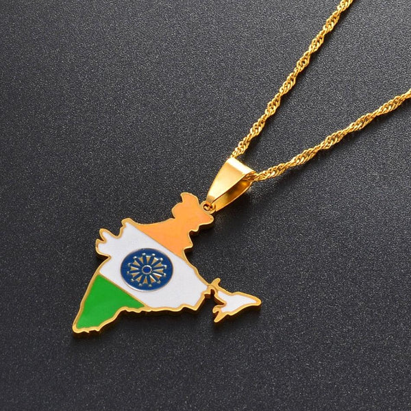 India Flag Map Necklace