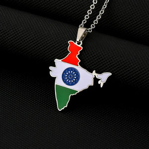 India Flag Map Necklace