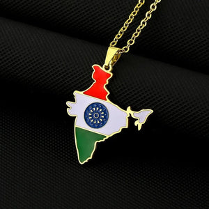 India Flag Map Necklace