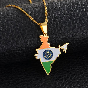 India Flag Map Necklace