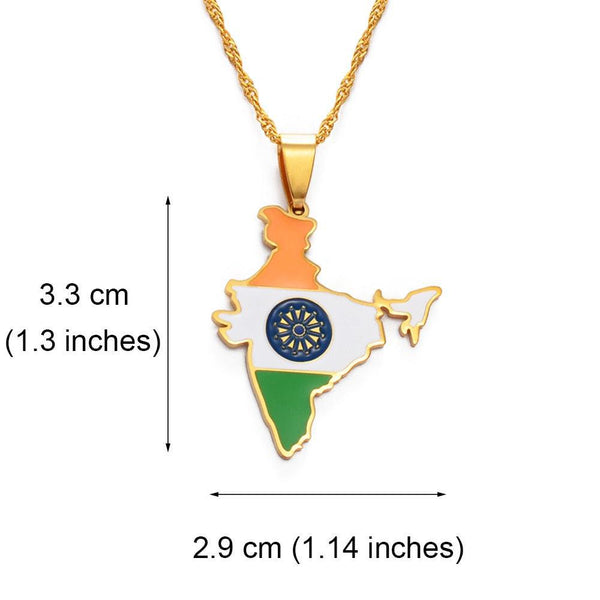 India Flag Map Necklace