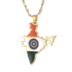 India Flag Map Necklace