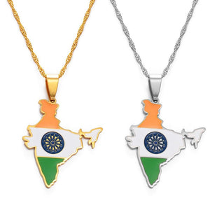 India Flag Map Necklace