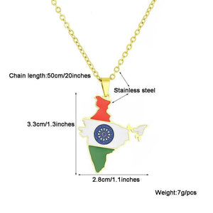 India Flag Map Necklace