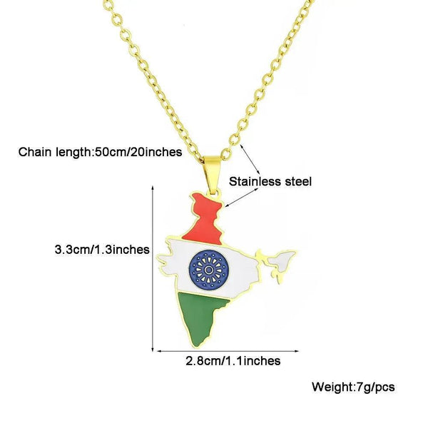 India Flag Map Necklace