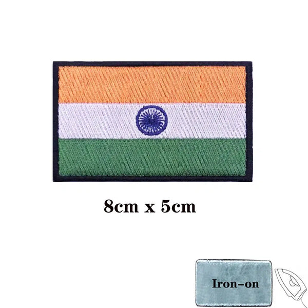 India Flag Patch - Iron On/Hook & Loop Patch