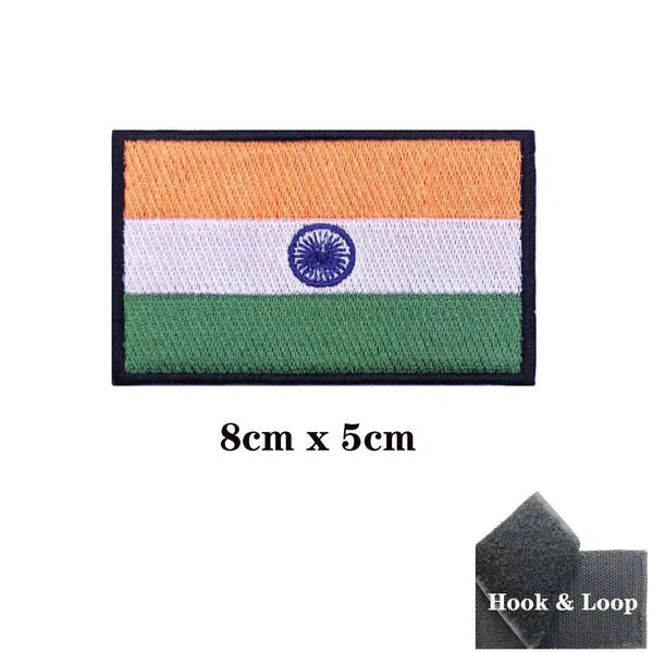 India Flag Patch - Iron On/Hook & Loop Patch