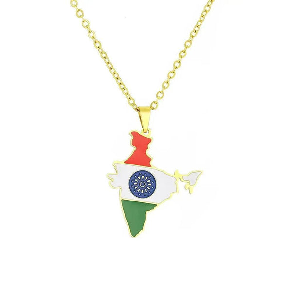 India Flag Map Necklace