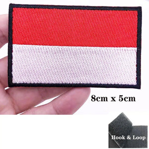 Indonesia Flag Patch - Iron On/Hook & Loop Patch