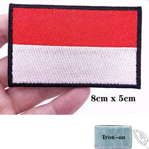 Indonesia Flag Patch - Iron On/Hook & Loop Patch