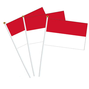 Indonesia Flag on Stick - Small Handheld Flag (50/100Pcs)