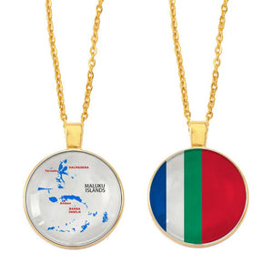 Indonesia & Maluku Flag Map Necklace