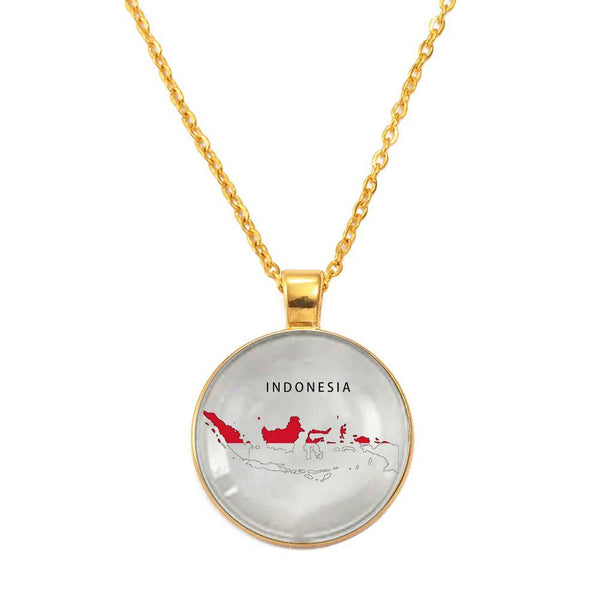 Indonesia & Maluku Flag Map Necklace