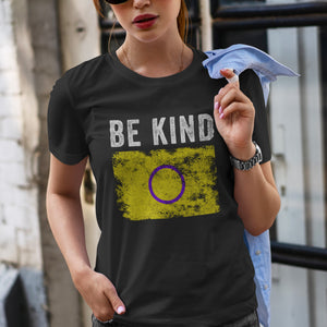 Be Kind Intersex Flag - Distressed LGBT+ T-Shirt