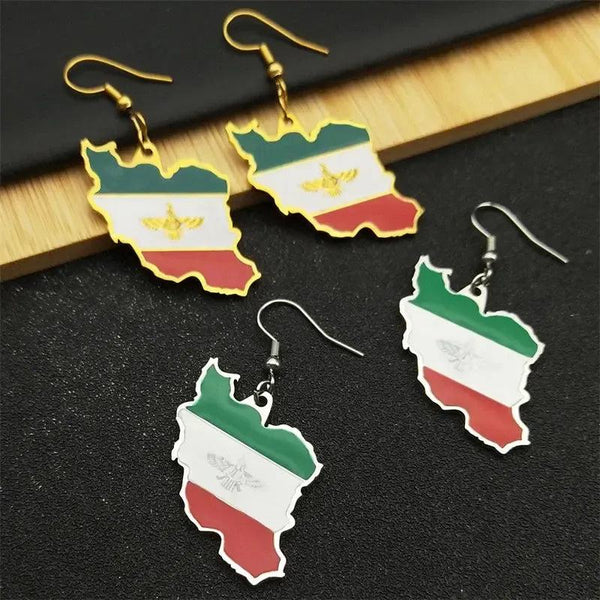 Iran Flag Map Earrings