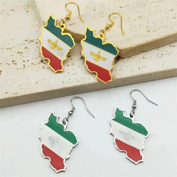 Iran Flag Map Earrings