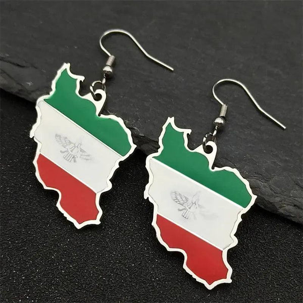 Iran Flag Map Earrings