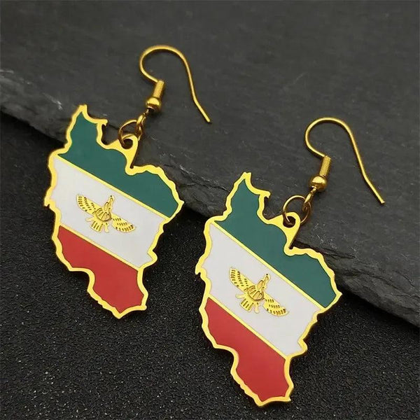 Iran Flag Map Earrings