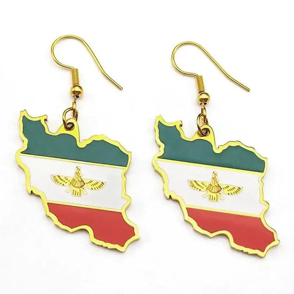 Iran Flag Map Earrings