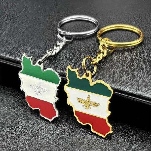 Iran Flag Map Keychain