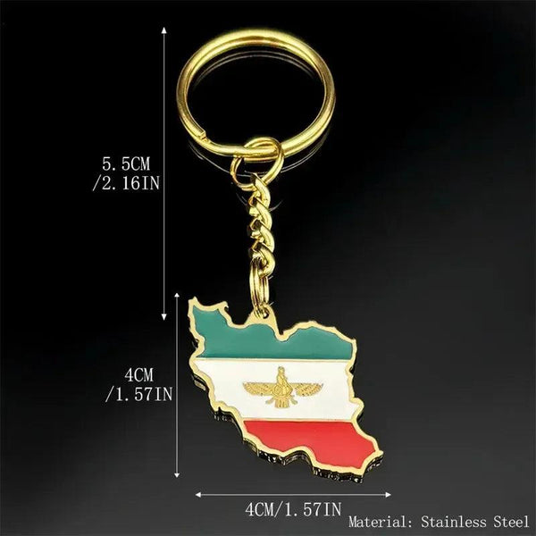 Iran Flag Map Keychain