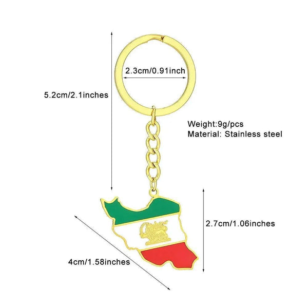 Iran Flag Map Keychain