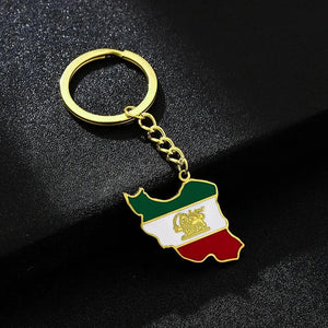 Iran Flag Map Keychain