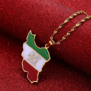 Iran Flag Map Necklace