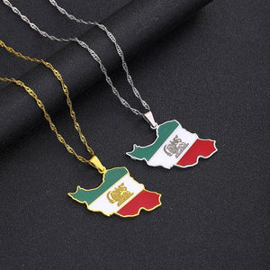 Iran Flag Map Necklace