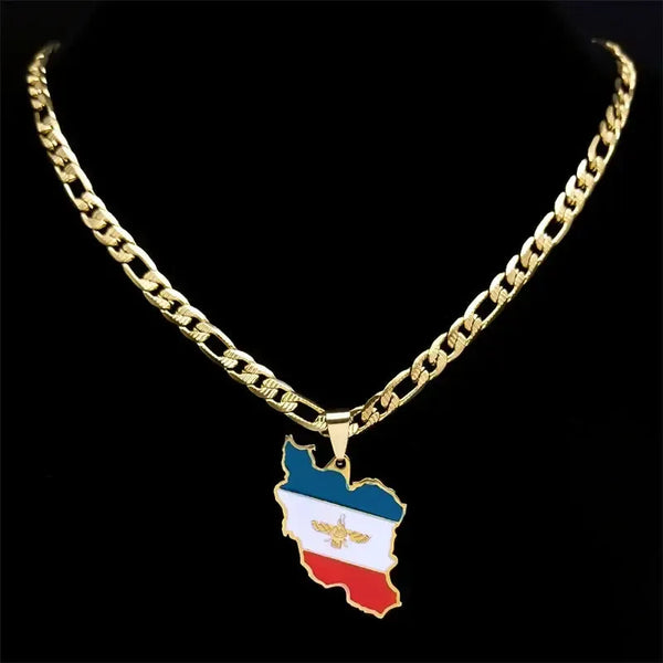 Iran Flag Map Necklace