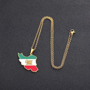 Iran Flag Map Necklace