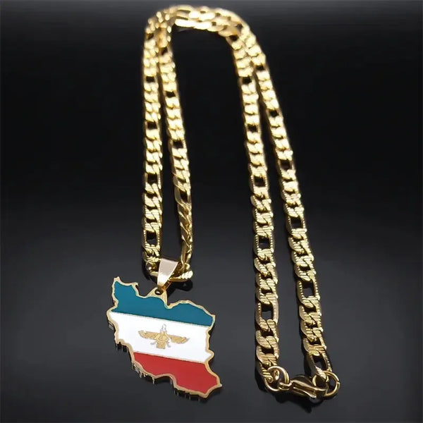 Iran Flag Map Necklace