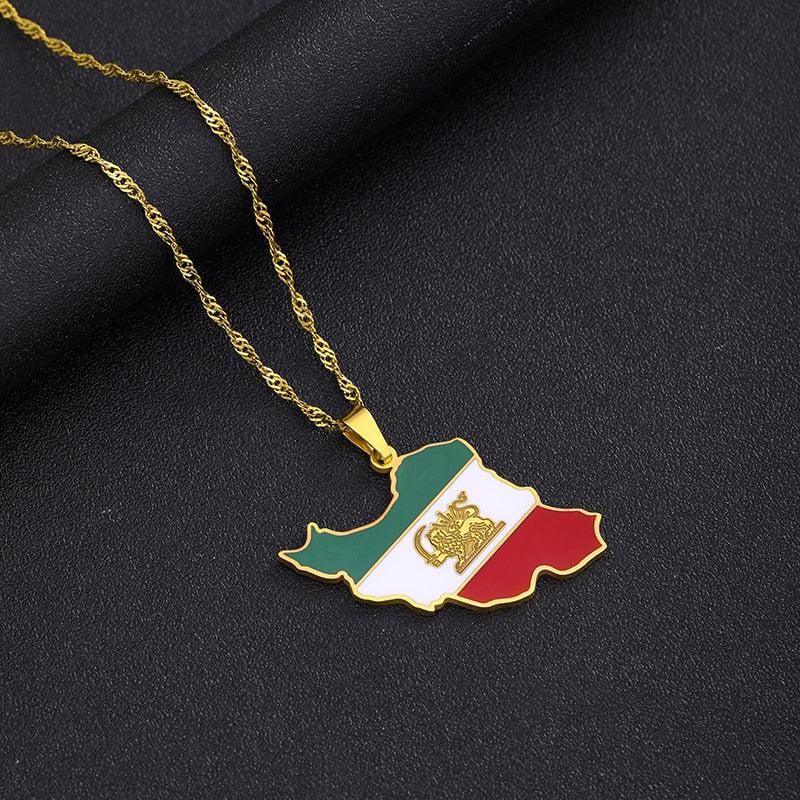 Iran Flag Map Necklace