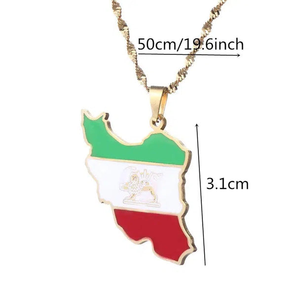 Iran Flag Map Necklace