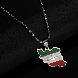 Iran Flag Map Necklace