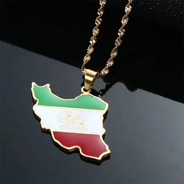 Iran Flag Map Necklace