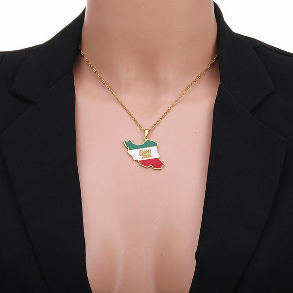 Iran Flag Map Necklace