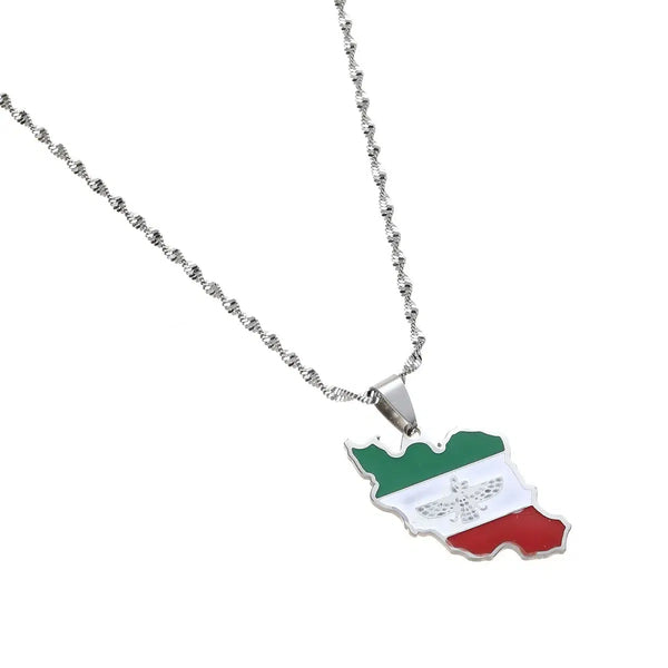 Iran Flag Map Necklace